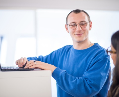 Jack with laptop and Maya